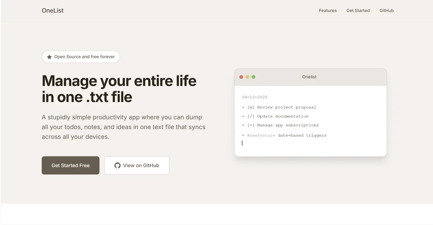 OneList screenshot