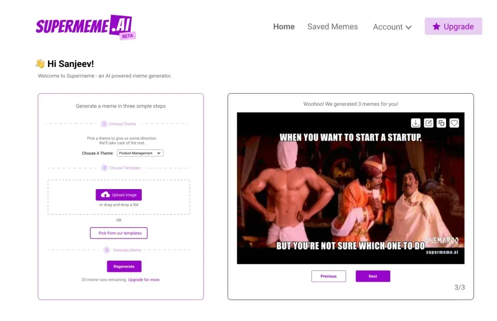Supermeme.ai UI