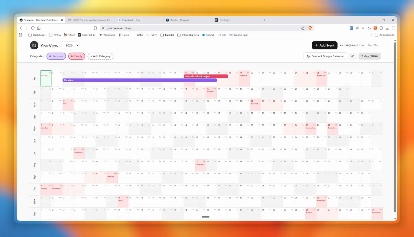 Yearview screenshot