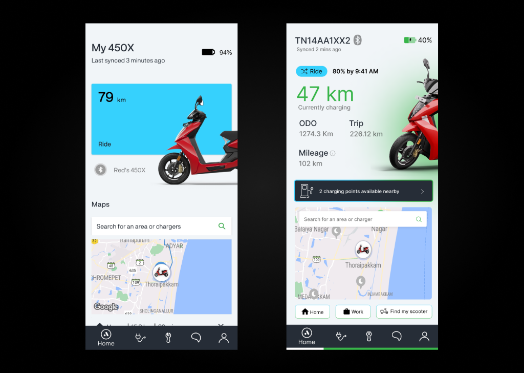 Ather Mobile App UI