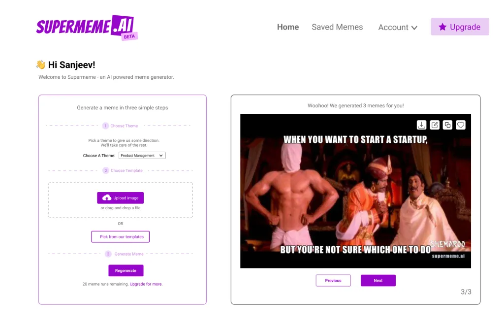 Supermeme.ai UI